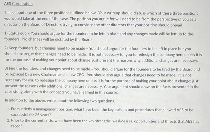 AES Corporation Think about one of the three