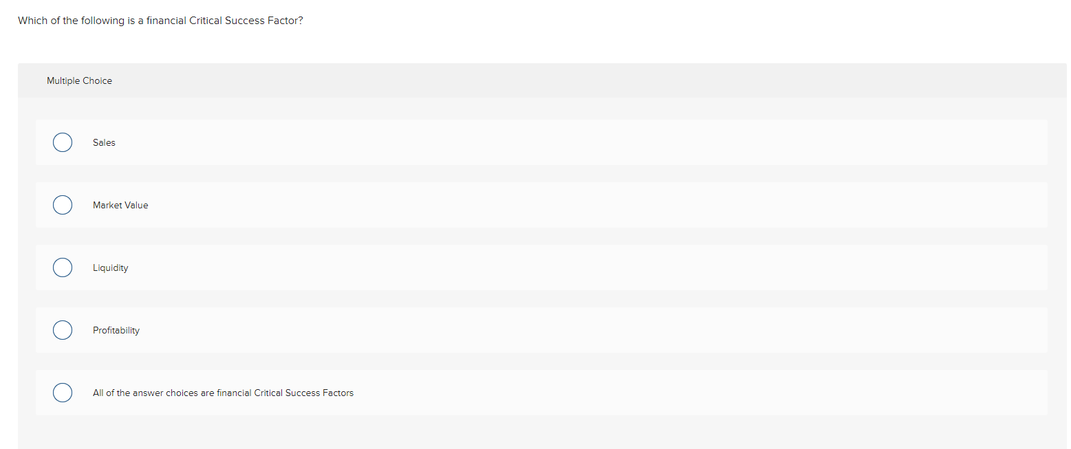 Which of the following is a financial Critical