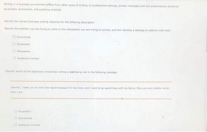 Pls answer!! tia :) Writing in a business