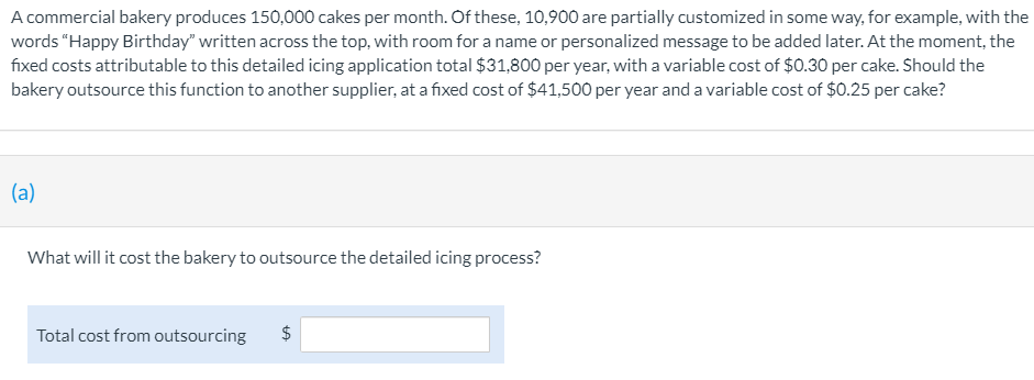A commercial bakery produces 150,000 cakes per