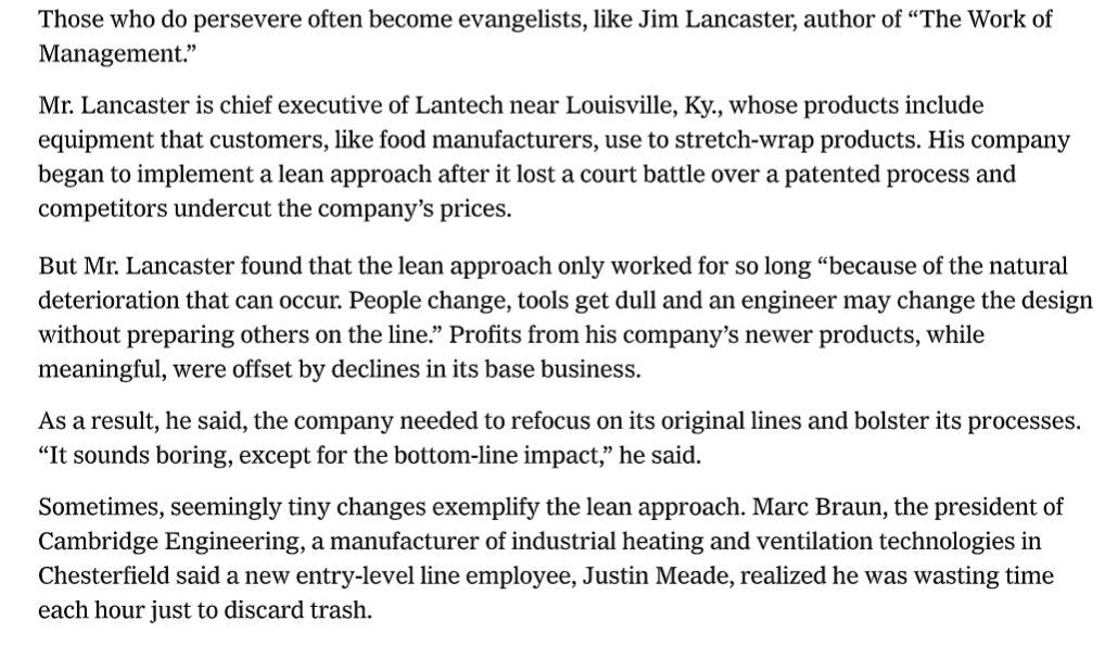 Discuss two lean characteristics as presented in