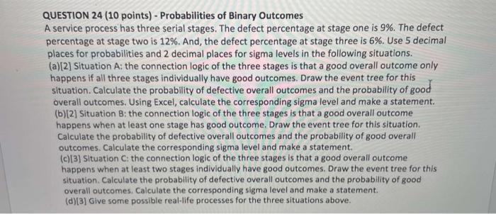QUESTION 24 (10 points) - Probabilities of Binary