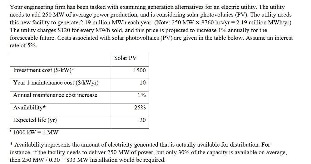 Your engineering firm has been tasked with