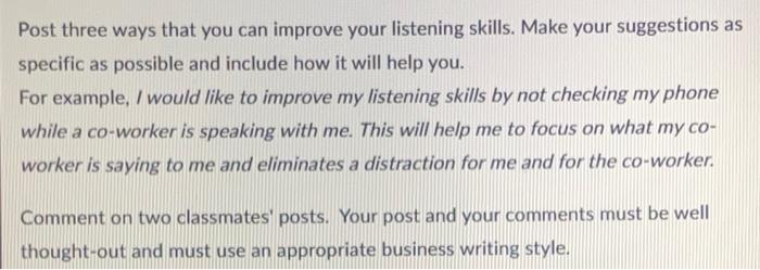 Post three ways that you can improve your