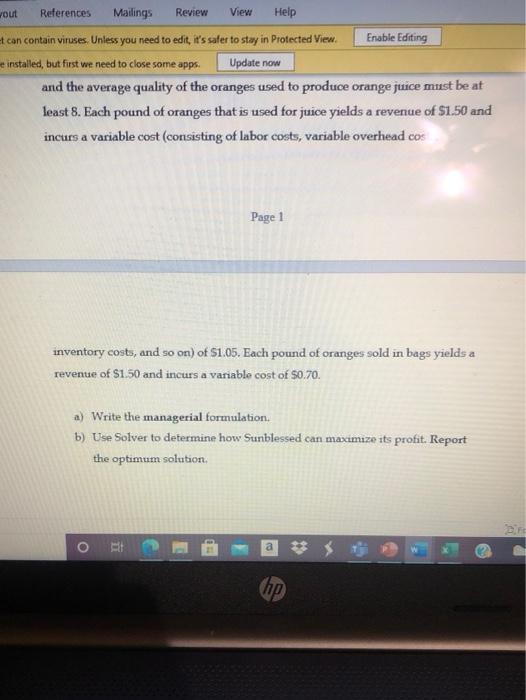 please help me with the managerial formulation: