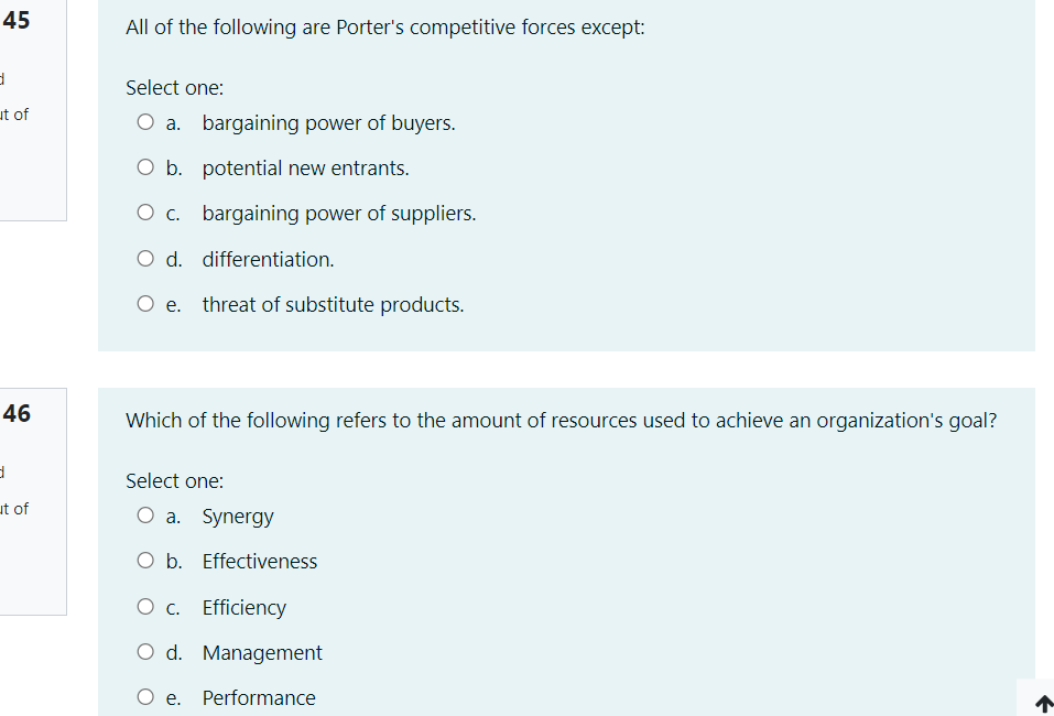 45 All of the following are Porter's competitive