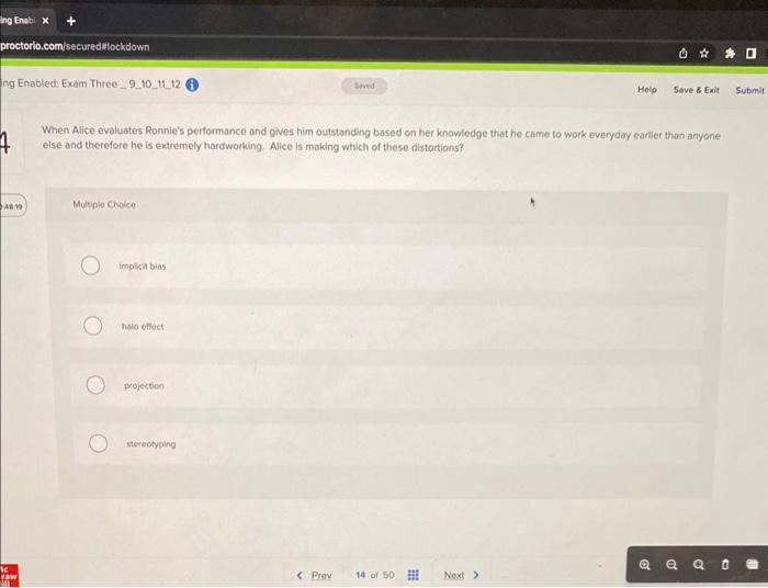 When Alice evaluates Ronnie's performance and