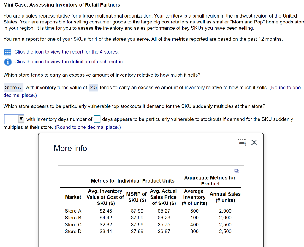 Mini Case: Assessing Inventory of Retail Partners