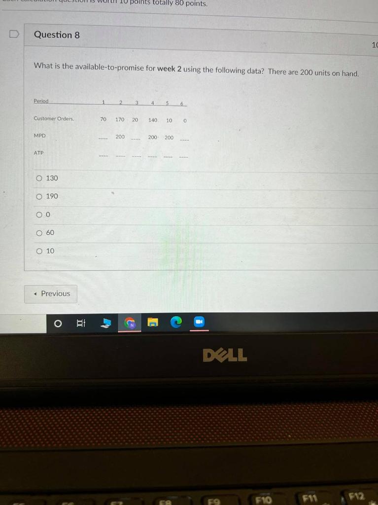 10 points totally 80 points. Question 8 10 What
