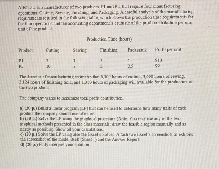 answer part c and d please. a ABC Ltd. is a