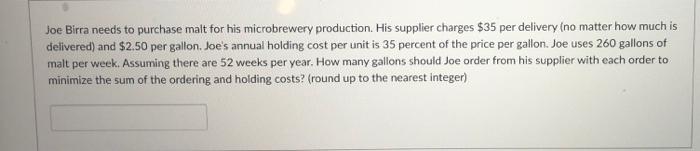 please help Joe Birra needs to purchase malt for