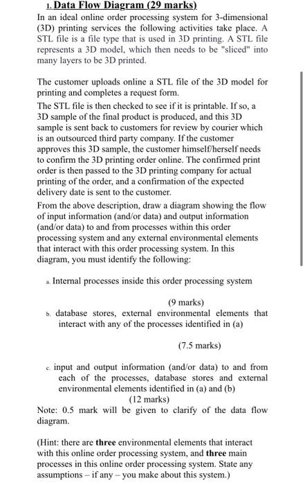 please do 1c 1. Data Flow Diagram (29 marks) In