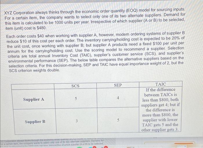 XYZ Corporation always thinks through the