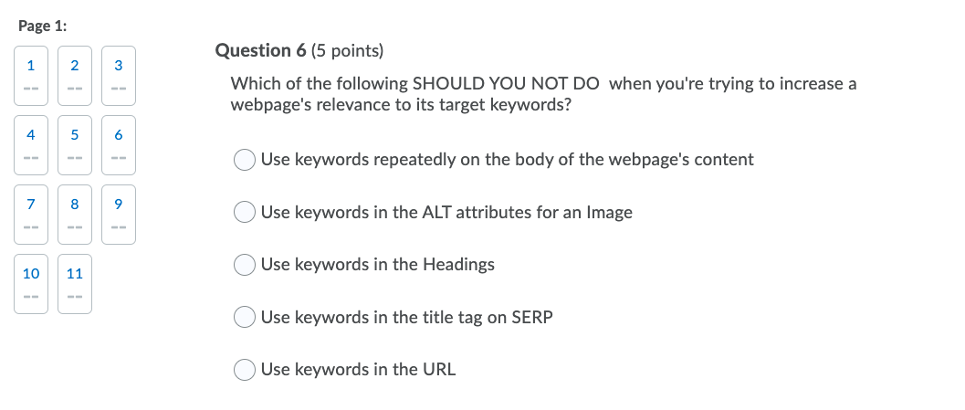 Page 1: 1 2 w 3 Question 6 (5 points) Which of
