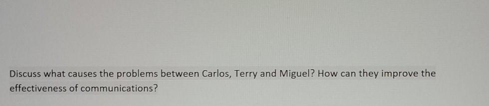 Discuss what causes the problems between Carlos,