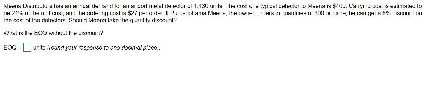 b) What is the total cost if the EOQ is used