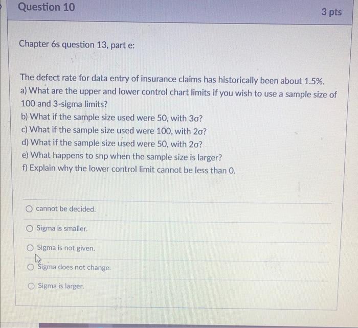 I need the answer to part e please Question 10 3