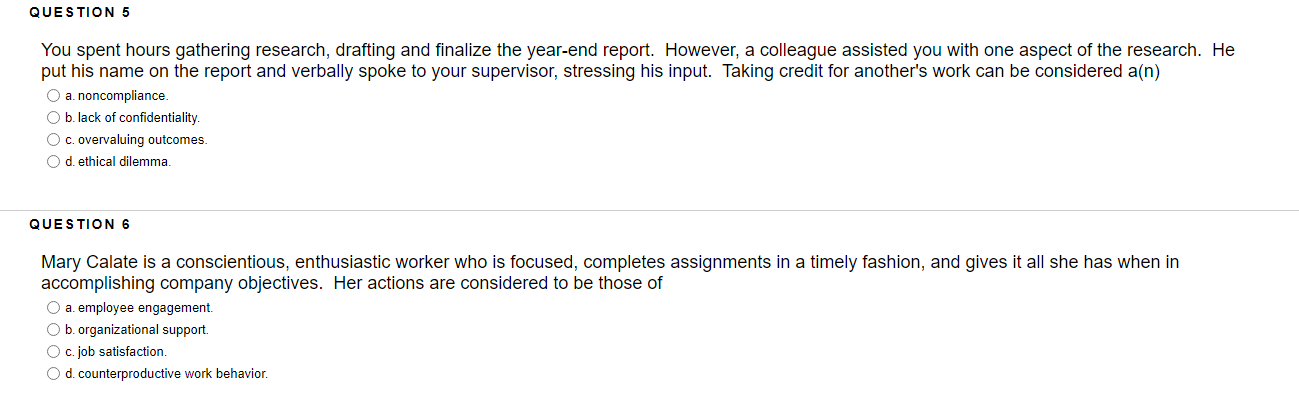 QUESTION 5 You spent hours gathering research,