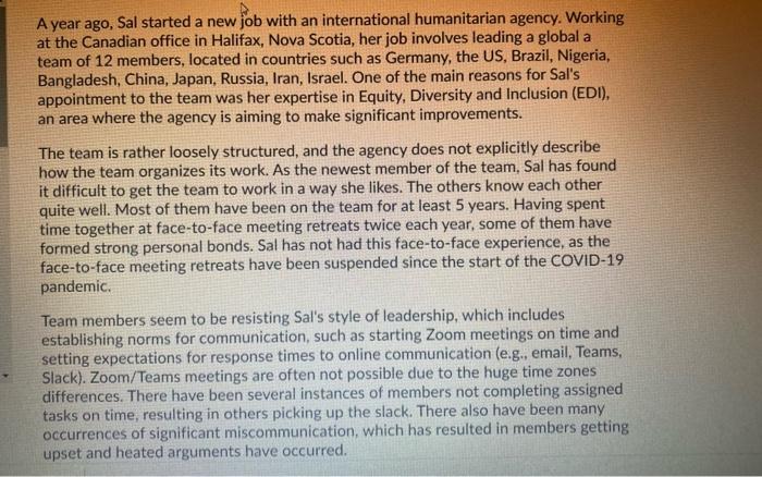 A year ago, Sal started a new job with an