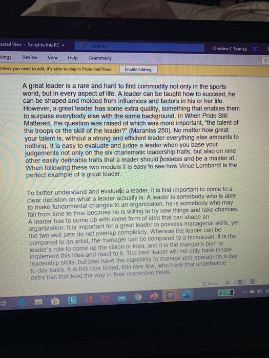 Case 5: Lombardi Leadership Why do you think, Mr.