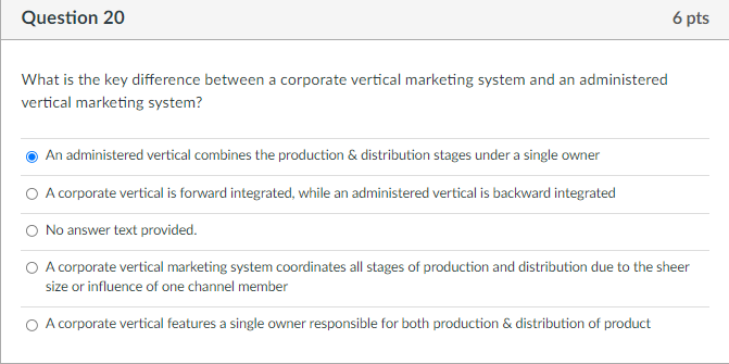 Question 20 6 pts What is the key difference