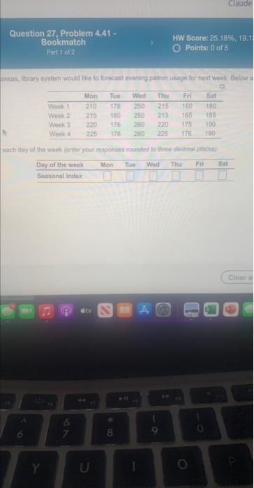 calculate a seasonal index for each day of the