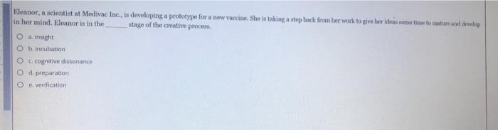 Eleanor, a scientist at Medivac Inc., is