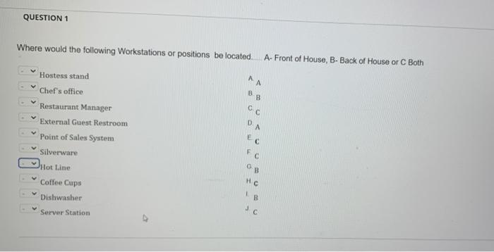 matching exercise QUESTION 1 Where would the
