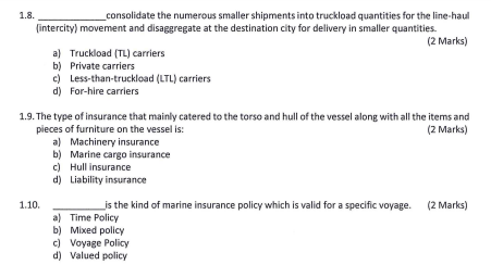 1.8 consolidate the numerous smaller shipments