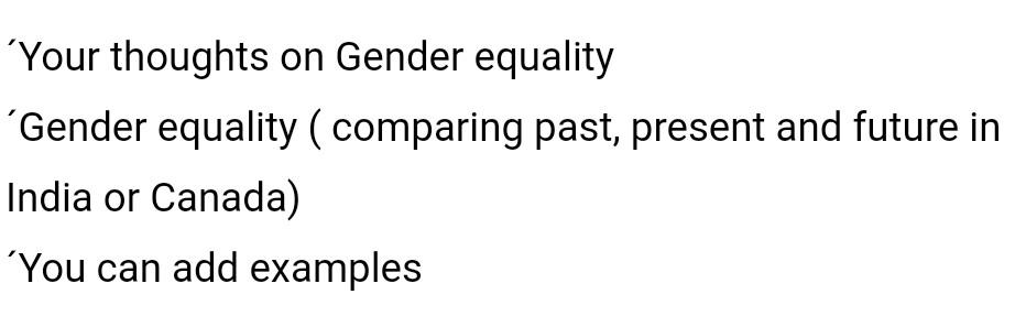 300 words 'Your thoughts on Gender equality