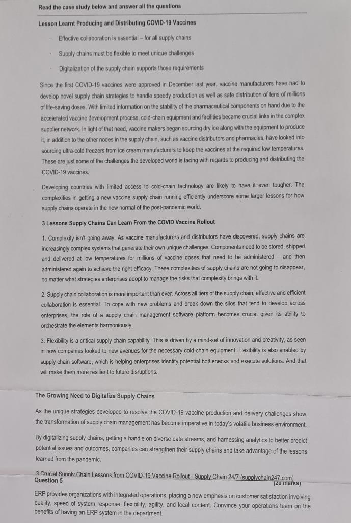 Lesson Learnt Producing and Distributing COVID-19