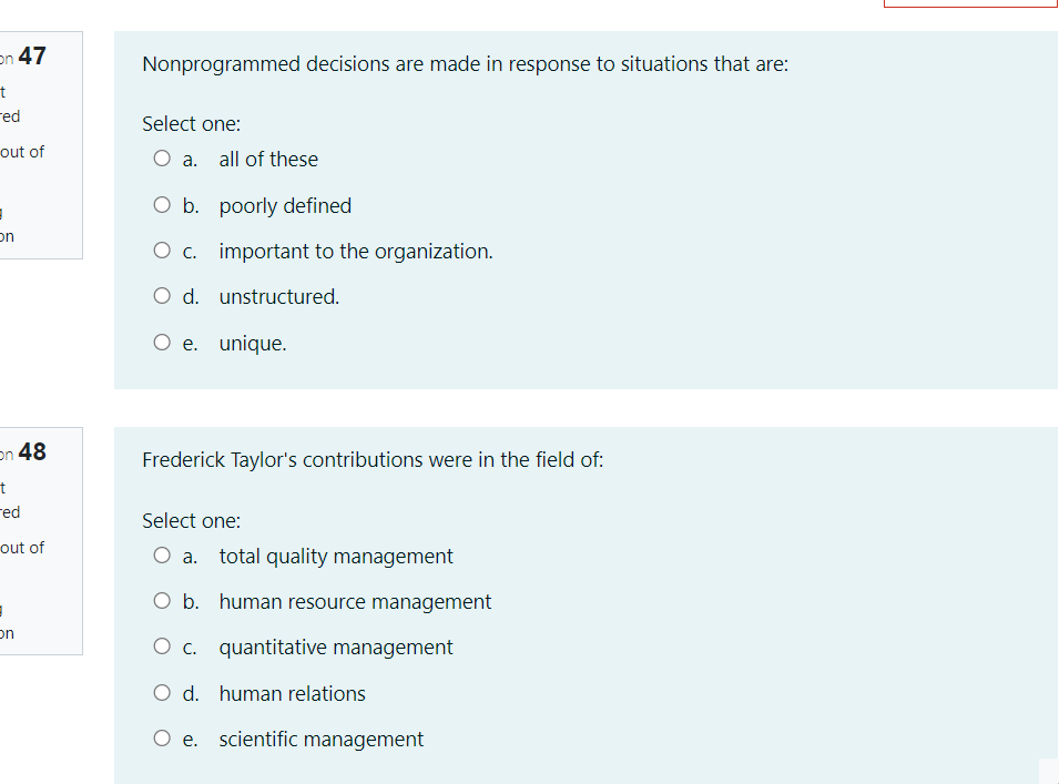on 47 t Nonprogrammed decisions are made in