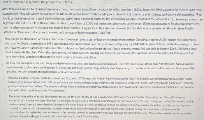 Read the case and respond to the prompt that