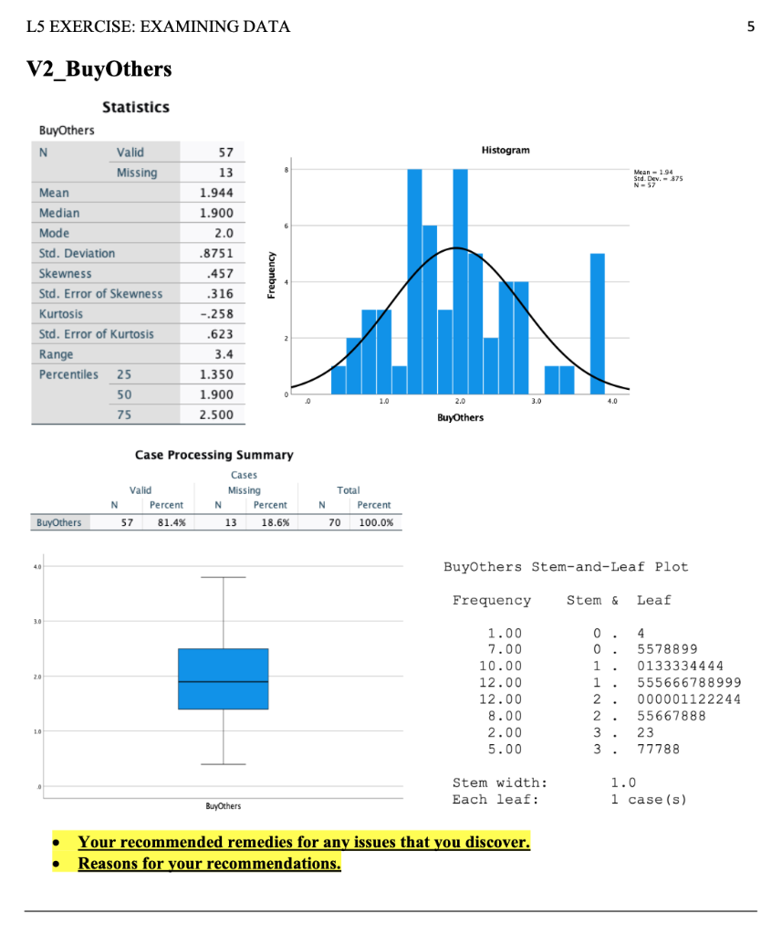 LS EXERCISE: EXAMINING DATA 1 Exercise 5: