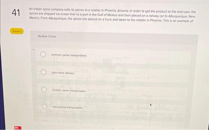 41 An Indian spice company sells its spices to a