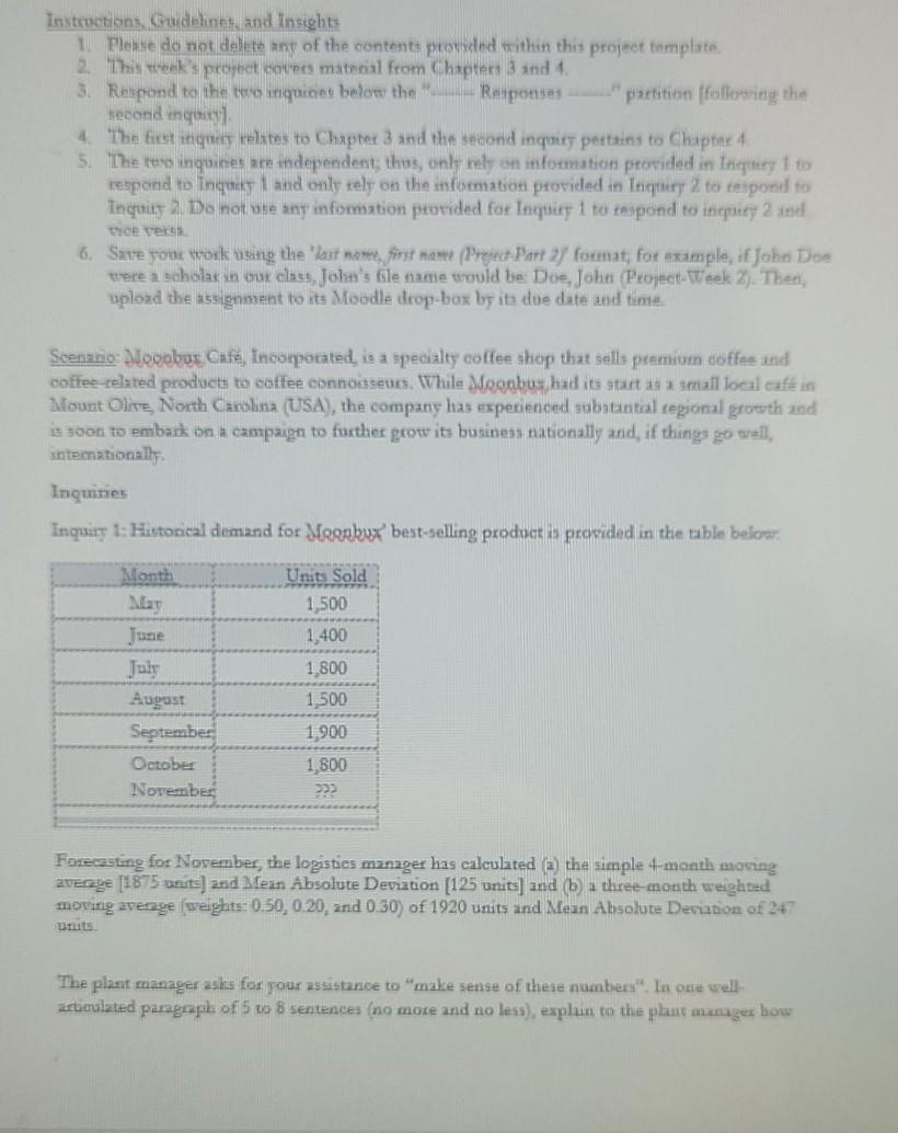 instructions, Guidelines, and Insights 1. Please