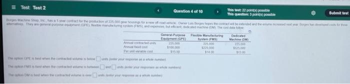 Submit test Test: Test 2 Question 4 of 10 This