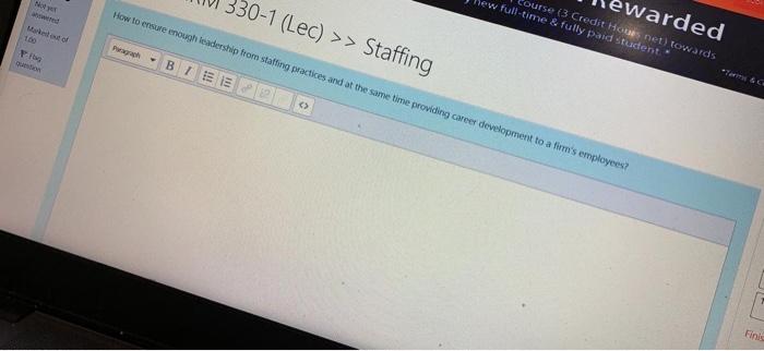 warded ourse (3 Credit hors net towards ew