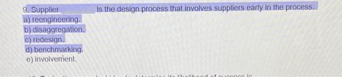 is the design process that involves suppliers