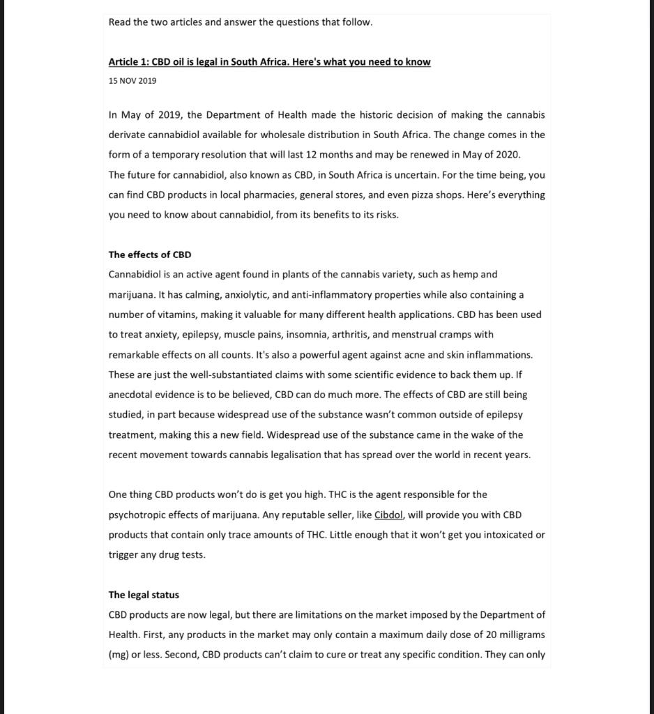 Read the two articles and answer the questions