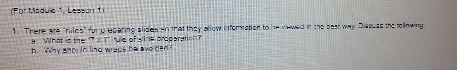 I need help with b. please (For Module 1. Lesson