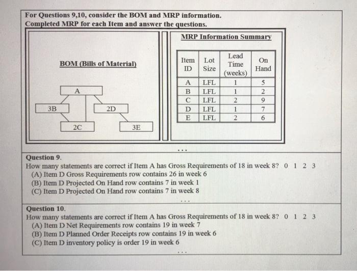 Need help with those please For Questions 9,10,