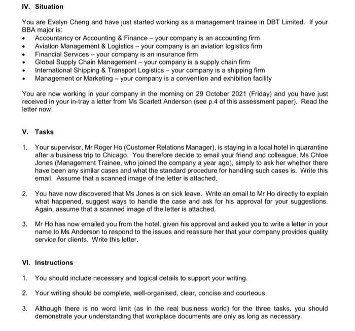 In this assessment, you are given a letter to