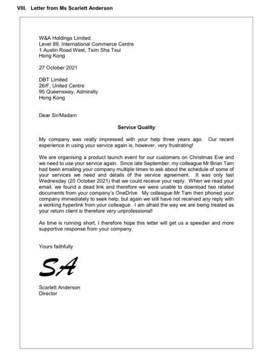 In this assessment, you are given a letter to