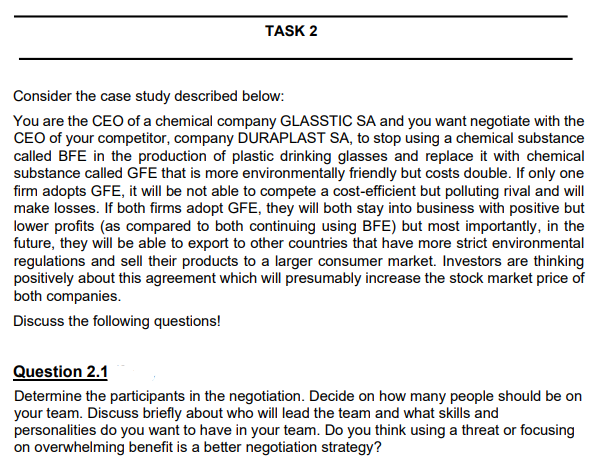 Consider the case study described below: You are