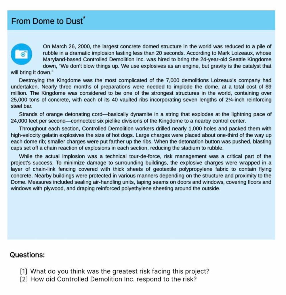 From Dome to Dust* On March 26, 2000, the largest