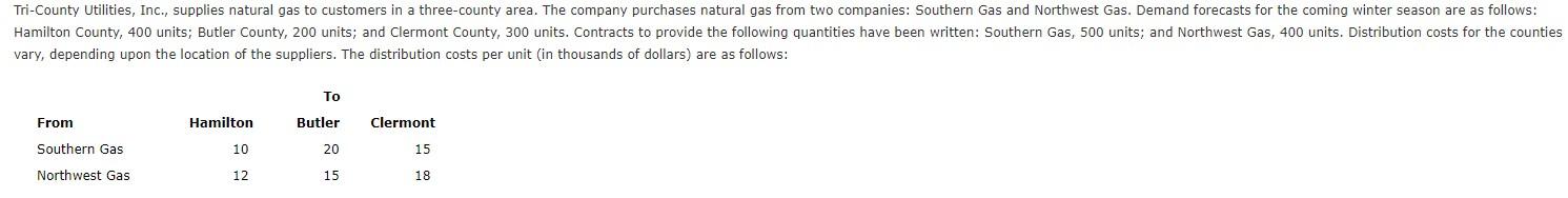 Tri-County Utilities, Inc., supplies natural gas