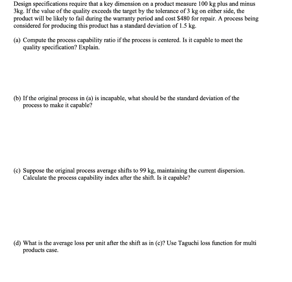 Operations Design specifications require that a