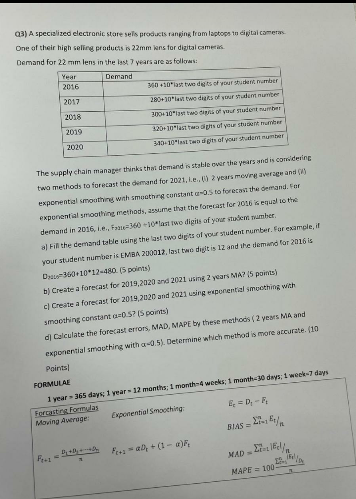 student number 73 Q3) A specialized electronic