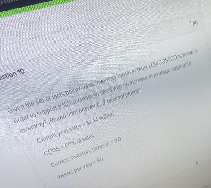 1 pts estion 10 Given the set of facts below what